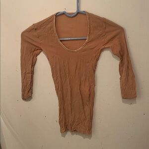Set of 2 Women's Long Sleeve Tan Stretchy Ballet Tops SZ Small